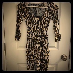 Guess, Animal Print 3/4 Sleeve Knit Dress
